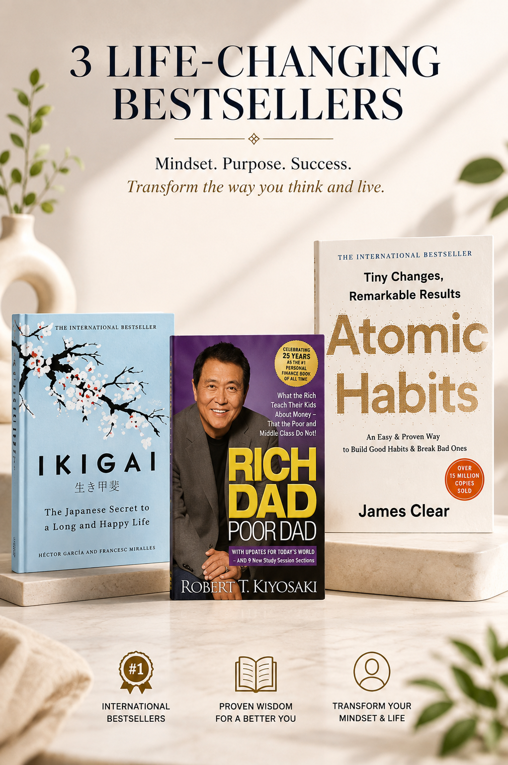 Combo Pack: Atomic Habits, Rich Dad Poor Dad, Psychology of Money