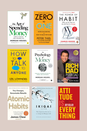Atomic habits+ The psychology of moneyy+ Zero To One +How To Talk To Anyone +Ikigai +Rich Dad Poor Dad +Attitude is everything +The Art of Spending Money + The Power of habit 9 Self Help Motivational Books Combo (Paperback ) english