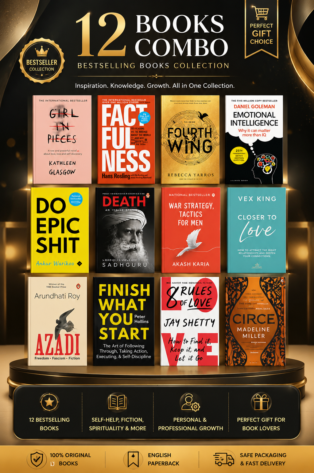 Self-help, fiction, spirituality, and personal growth 12 Books Combo (Paperback English)