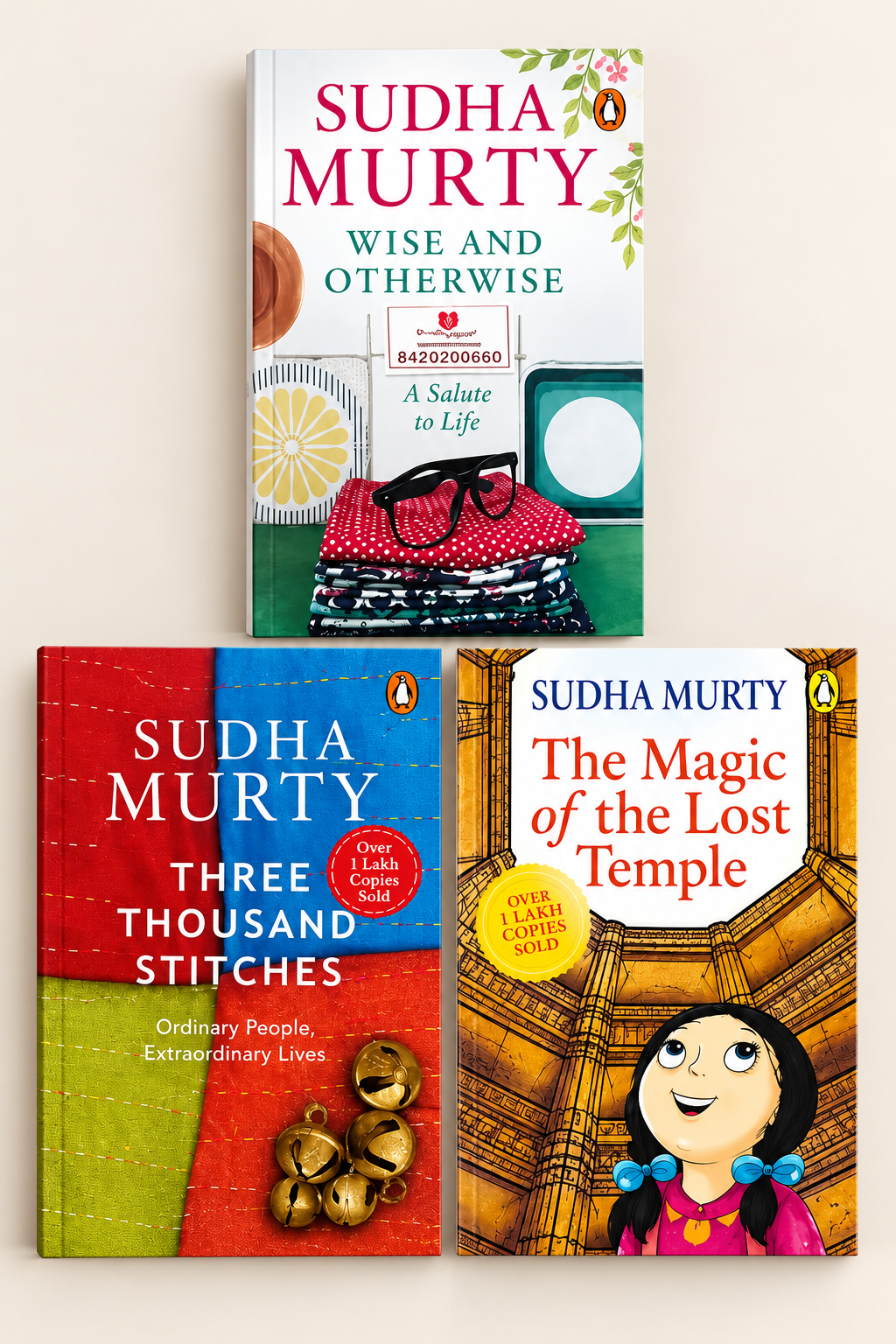 Sudha Murty 3 Books Combo – Wise and Otherwise, Three Thousand Stitches & The Magic of the Lost Temple