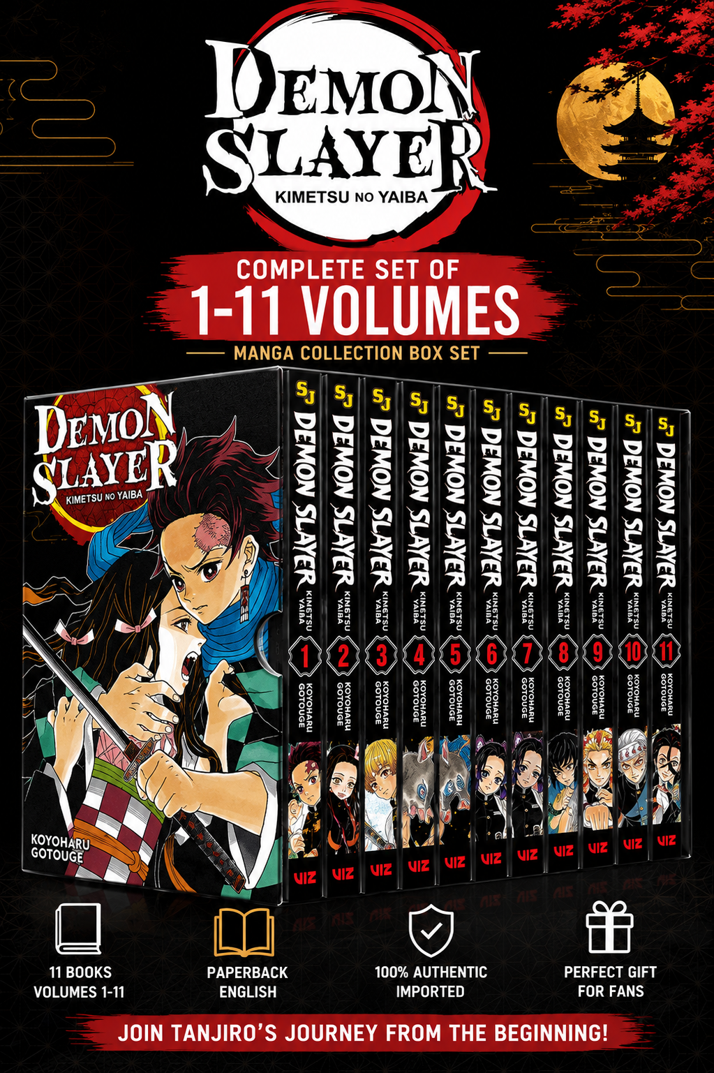 Demon slayer set of 1 - 11 volumes (Paperback english)