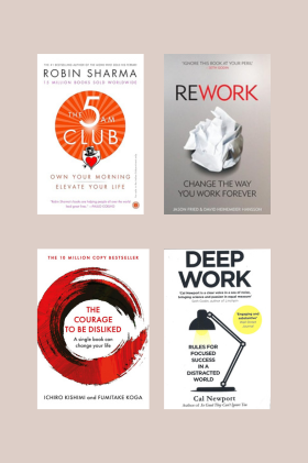 4 Books Combo: 5 AM Club + The Courage to Be Disliked + Rework + Deep Work (Paperback ) (English) 