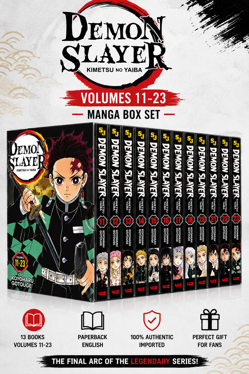 Demon Slayer Manga Collection Set (Volumes 11–23) (Paperback English)