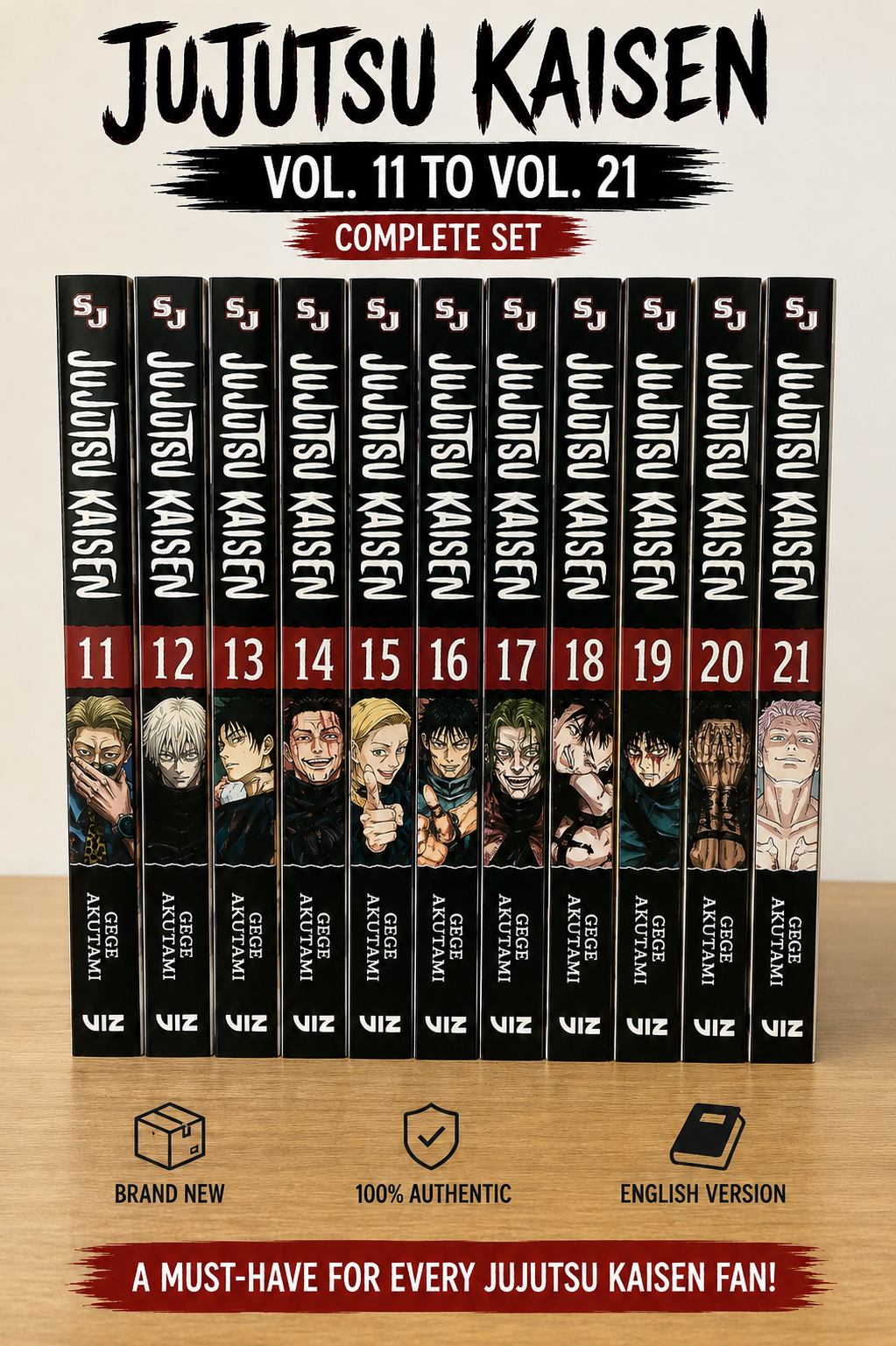 Jujutsu Kaisen Manga Set Vol. 11–21 (Paperback, English) | Complete Collection by Gege Akutami