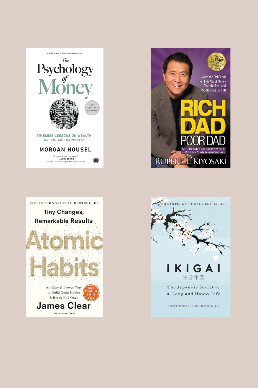 Life Mastery Essentials Bundle: Atomic Habits, The Psychology of Money, Rich Dad Poor Dad, Ikigai (Best quality Combo)