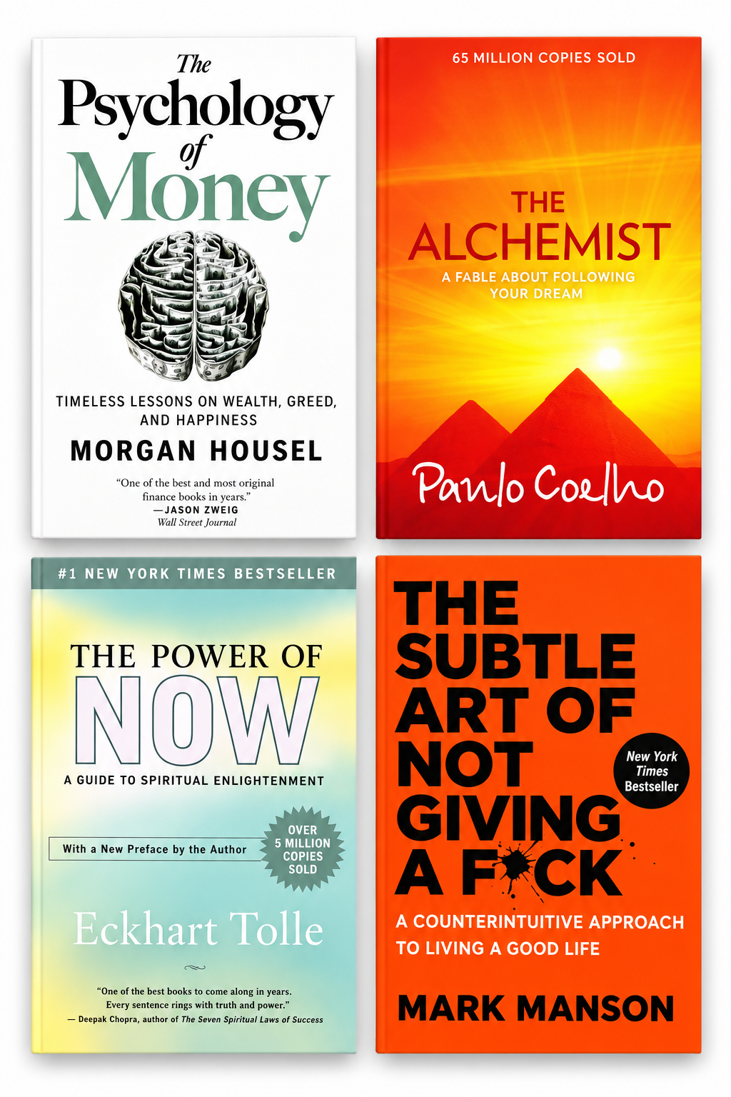 Psychology of Money, The Alchemist, The Power of Now & The Subtle Art of Not Giving a F*ck