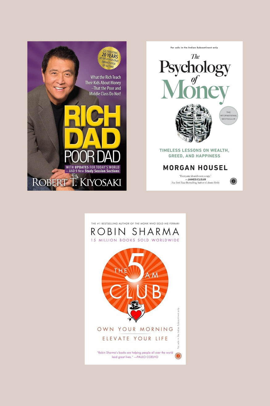 Rich dad poor dad +The Psychology of Money +The 5 AM Club 3 Books Best Seller Combo