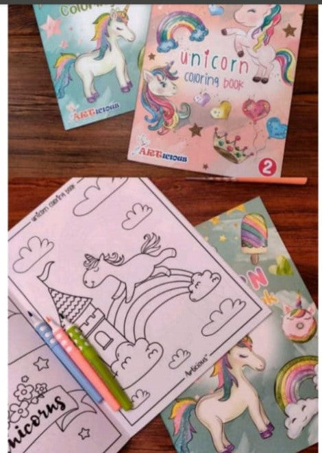 Unicorn Theme Coloring Book For kids