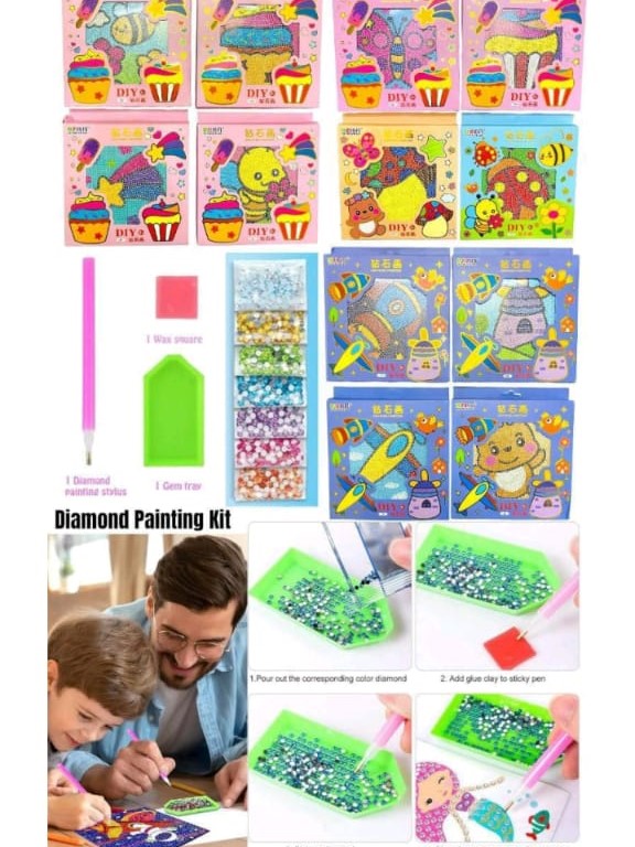 iamond Painting Art Kit with Frame for Kids Stick Beads with Numbers