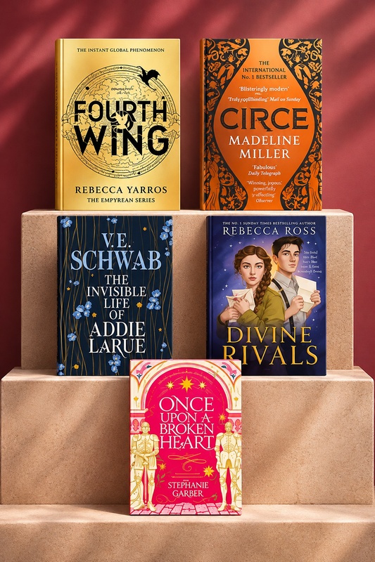 fouth wing +circe +The invisible life of Addie LaRue + Divine rivals +Once upon a broken heart+  Combo: 5 Books