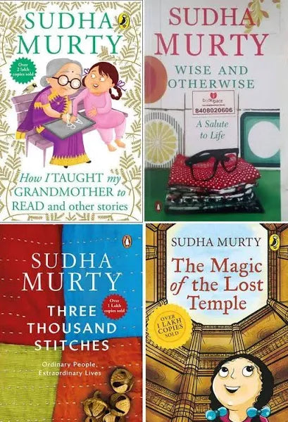 sudha murty 4 books combo wise and otherwise + the magic of lost temple + how i taught my grandmother to read + three thousand streech